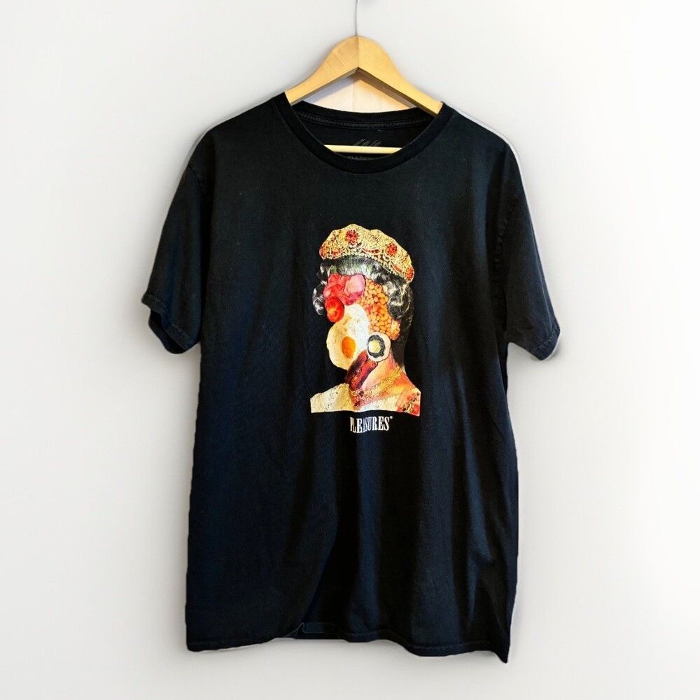 Pleasures Graphic T-Shirt Mens Large Black Art Collage Print Streetwear